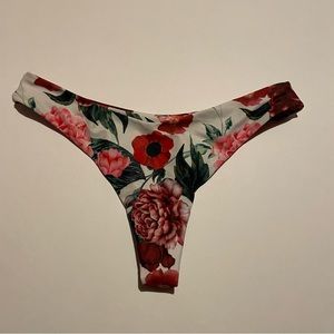 White, red, pink, and green floral high waisted bikini bottoms from Zaful